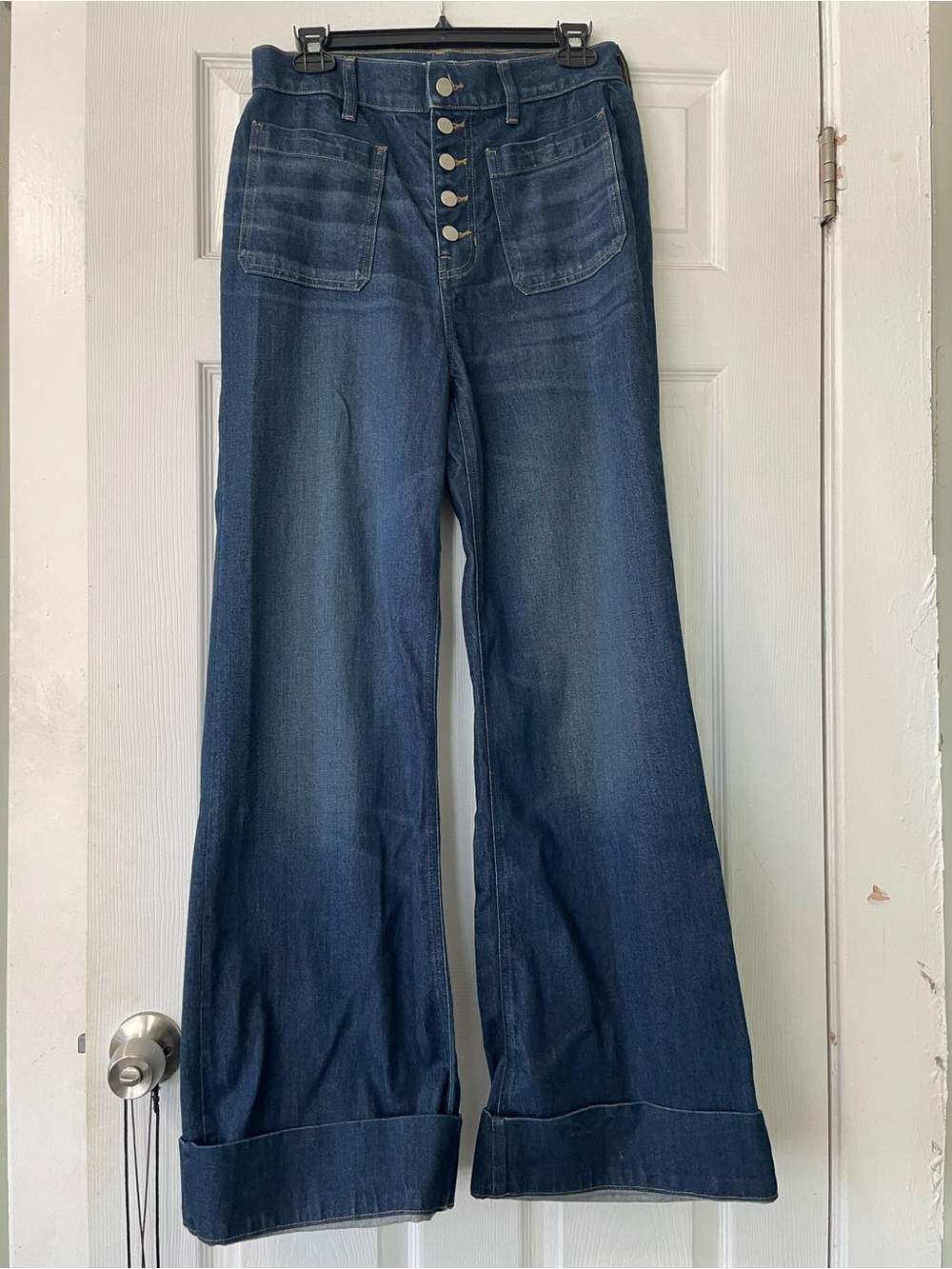 J. Crew Denim Trouser Jeans High-Rise Wide-Leg Jeans with Button Front SIZE 28T